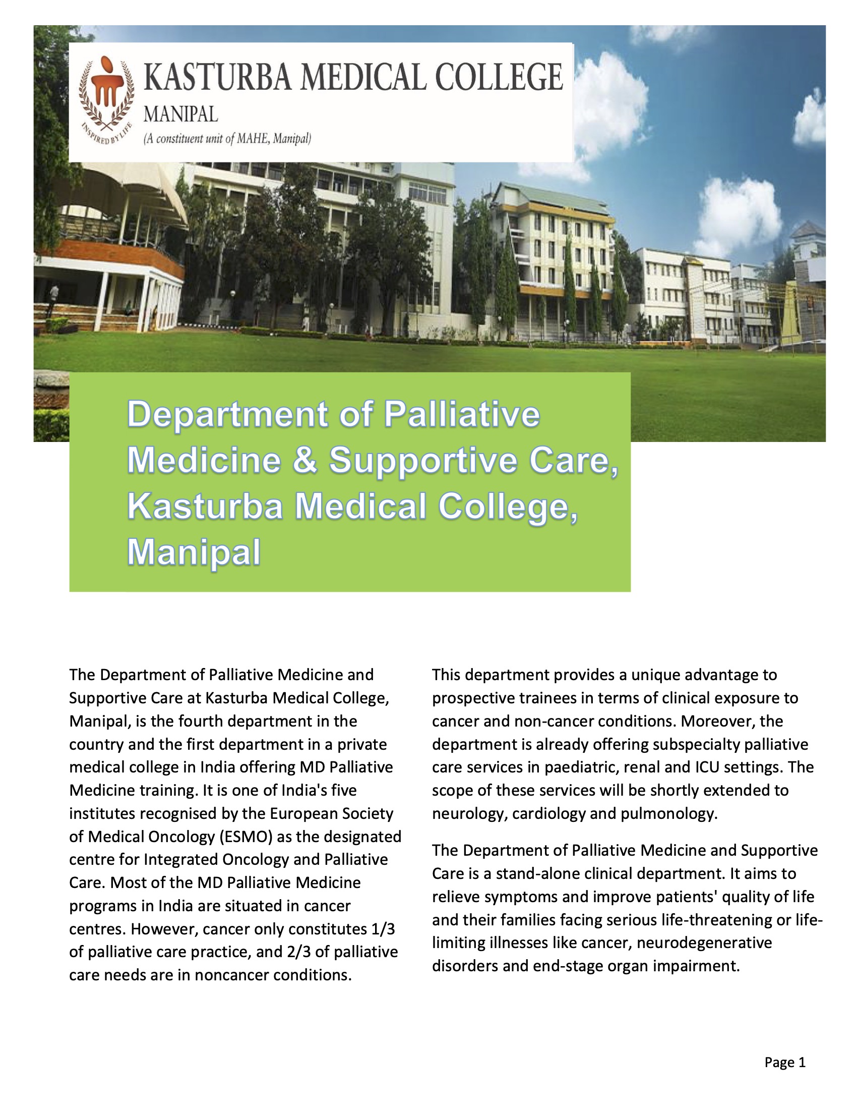  MD in Palliative Medicine at Kasturba Medical College, Manipal